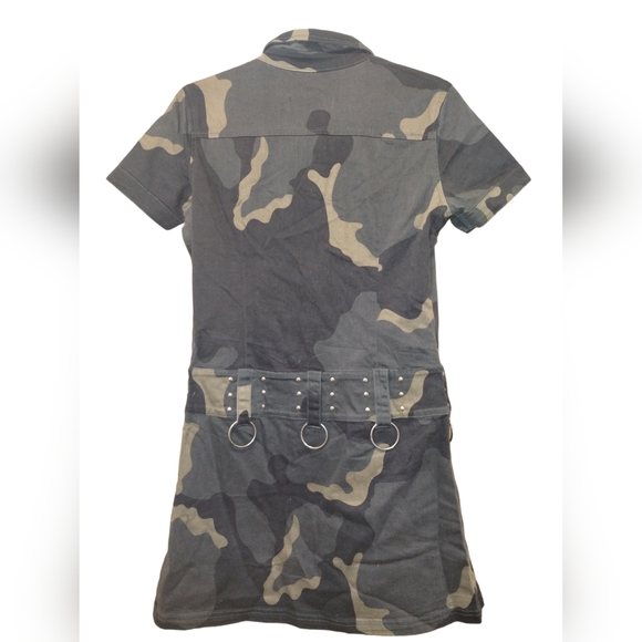 GOTH CAMO ILLIG BRAND MILITARY MINI DRESS SIZE L - Picture 3 of 11